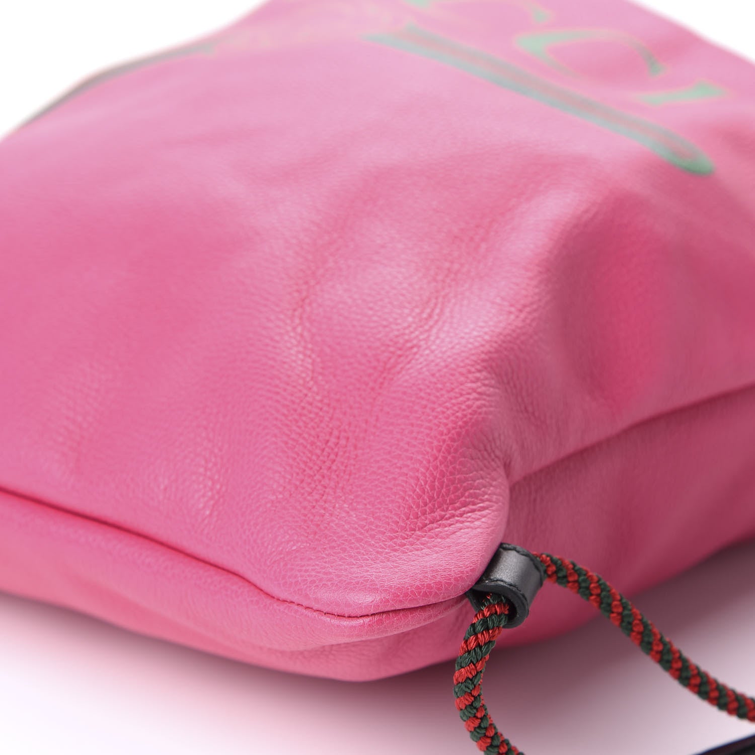 Gucci Grained Calfskin Logo Drawstring Backpack Box Pink Green Black 7 of 10