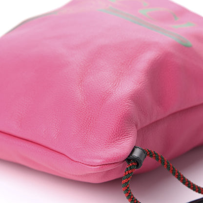 Gucci Grained Calfskin Logo Drawstring Backpack Box Pink Green Black 7 of 10