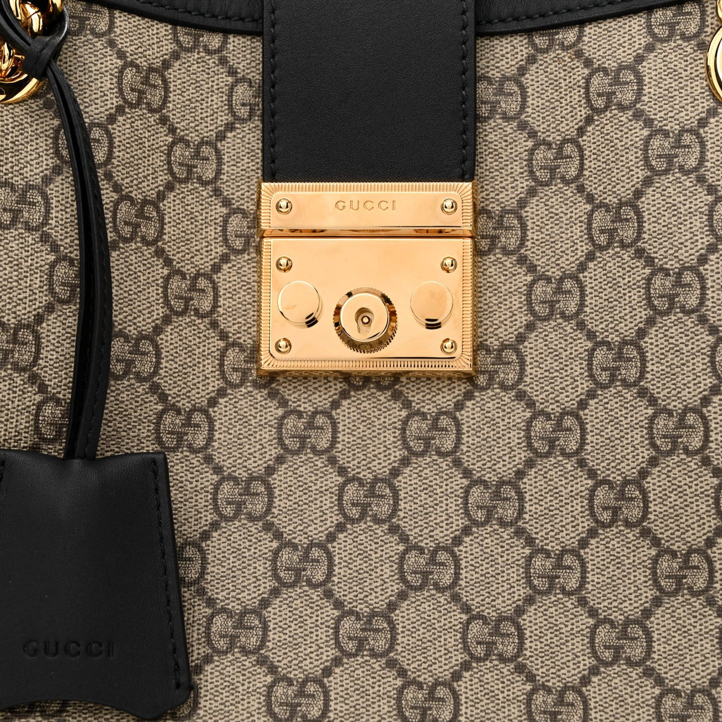 GG Supreme Monogram Medium Padlock Tote Black