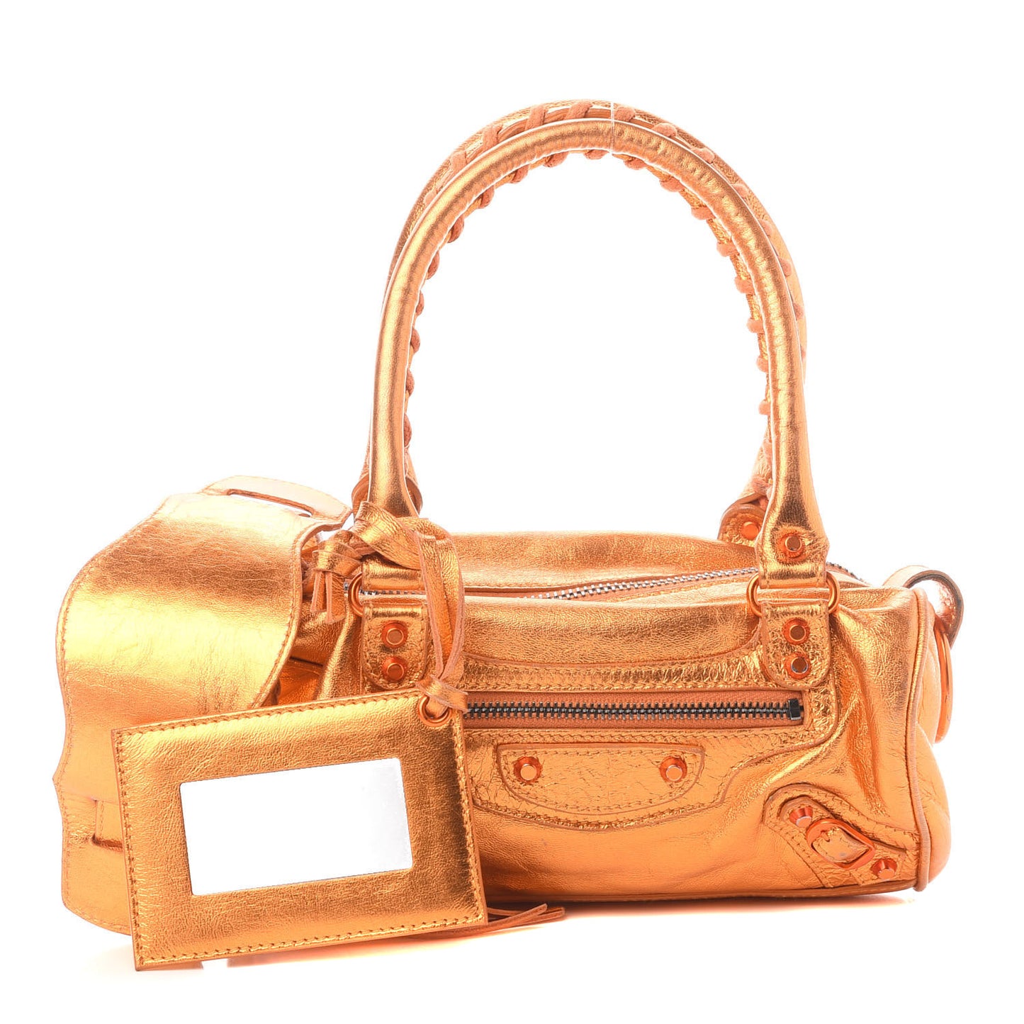 Metallic Agneau Classic Hardware Mini Twiggy Orange