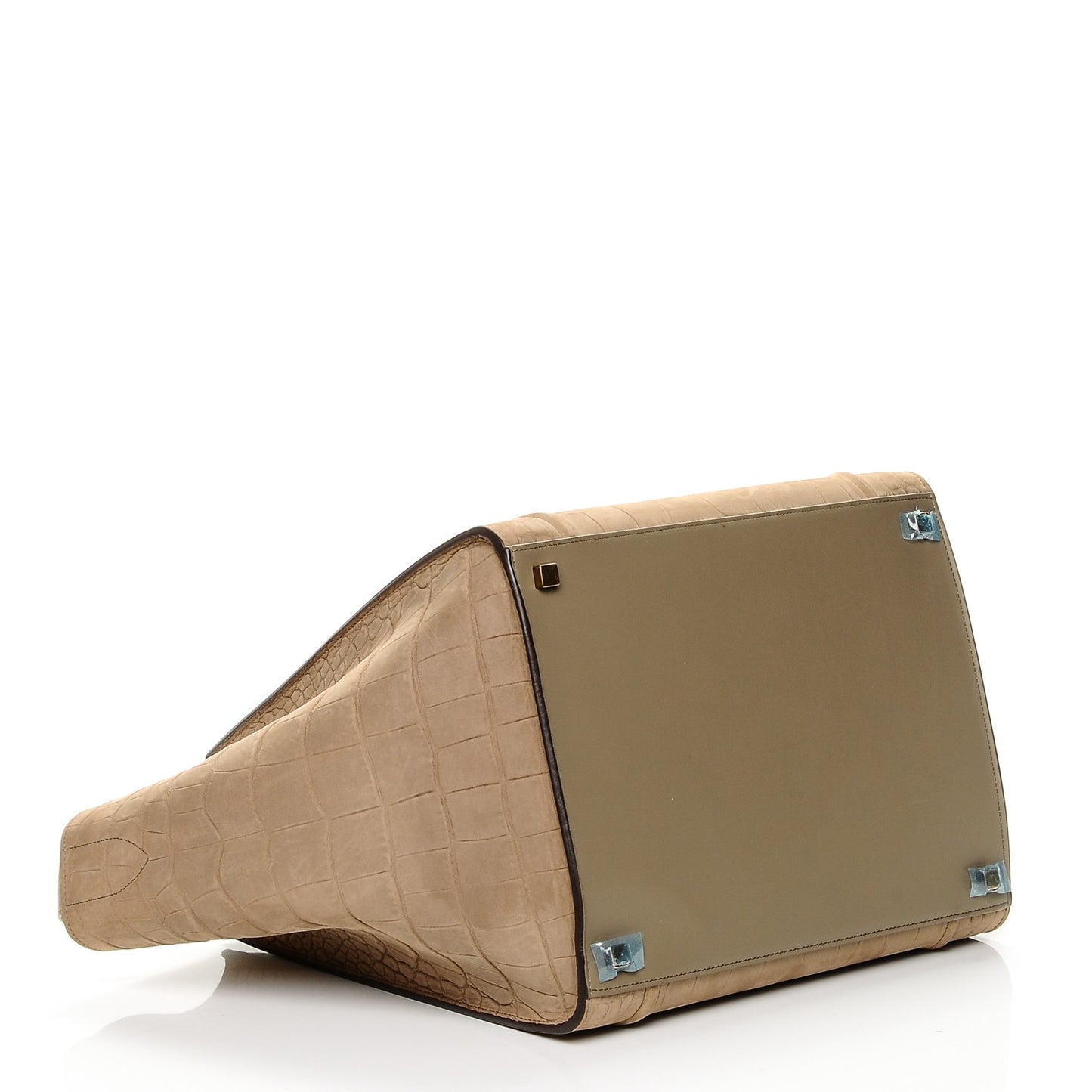 Crocodile Embossed Nubuck Medium Phantom Luggage Beige