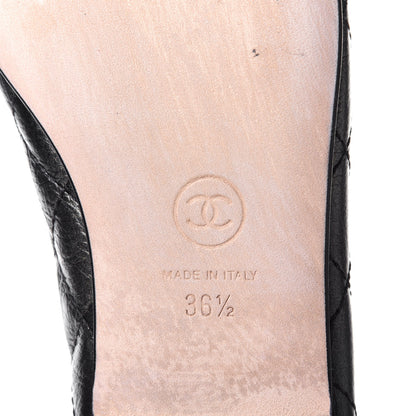 Chanel Metallic Aged Calfskin Quilted CC Cap Toe Ballerina Flats 36.5 Dark Silver 5 of 6