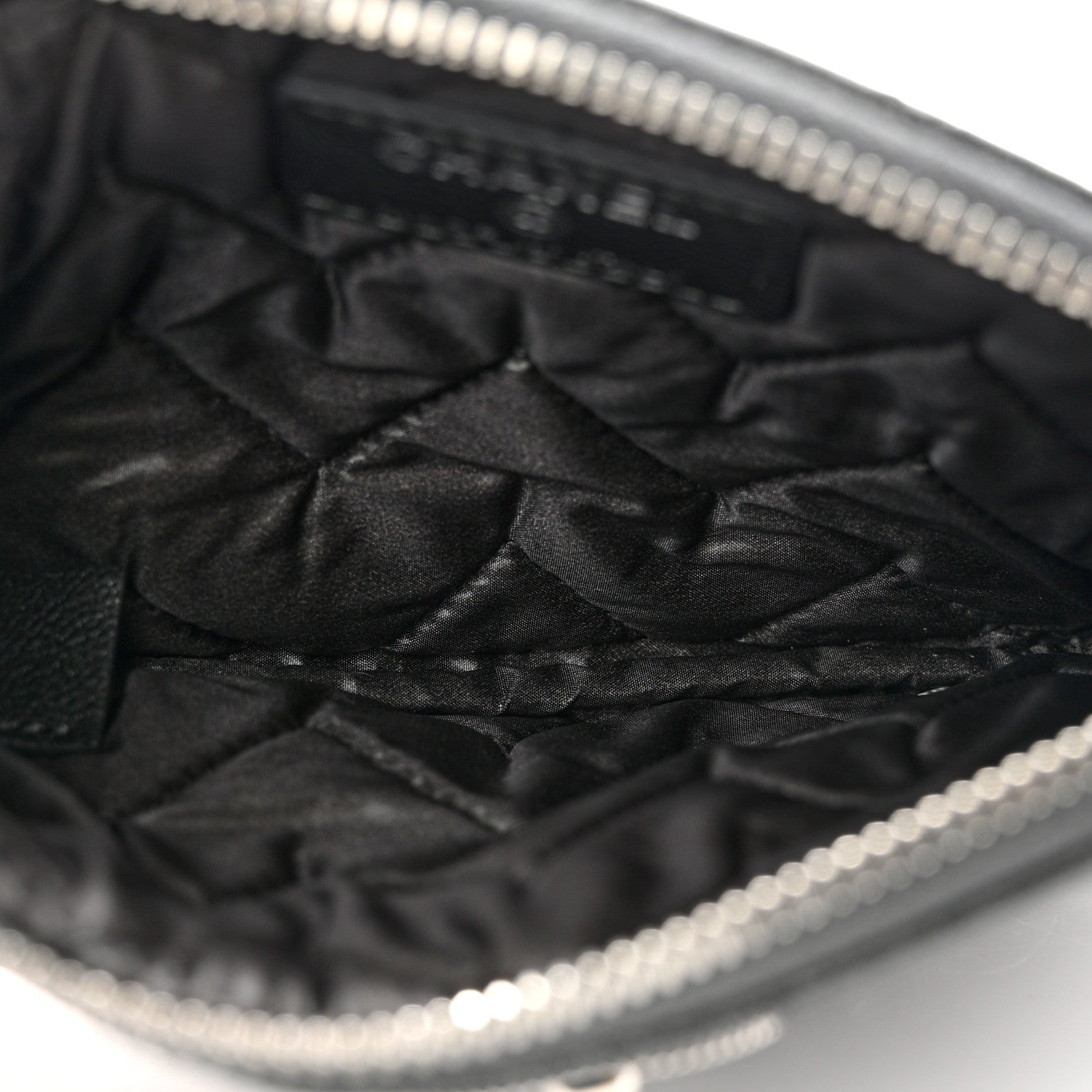 Chanel Metallic Sheepskin Chevron Quilted Small Vintage Mademoiselle Cosmetic Case Dark Grey 5 of 8