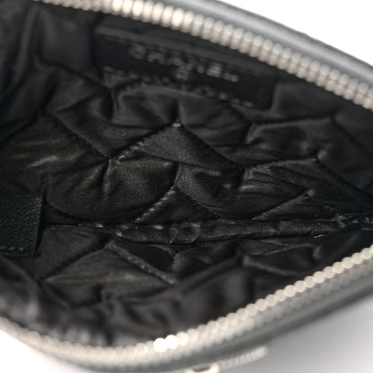 Chanel Metallic Sheepskin Chevron Quilted Small Vintage Mademoiselle Cosmetic Case Dark Grey 5 of 8