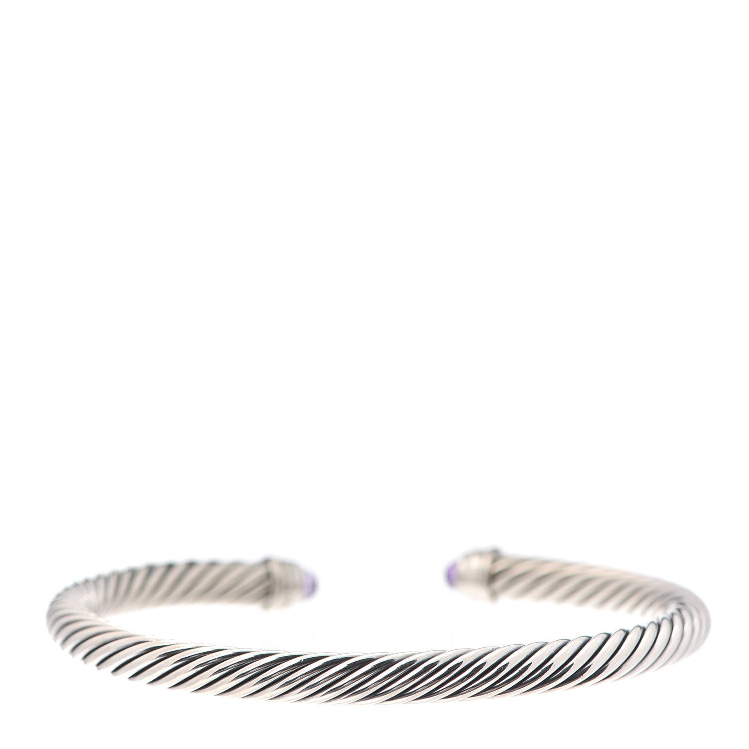 David Yurman Sterling Silver Diamond Amethyst 5mm Cable Classics Bracelet 3 of 4