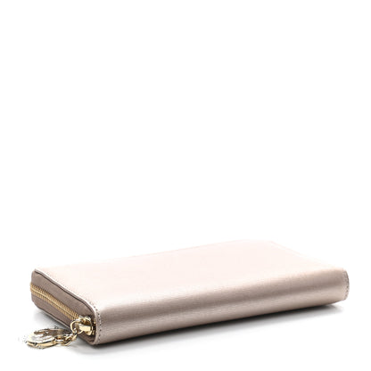 Gucci Metallic Shangai Calfskin Lovely Zip Around Wallet Dark Shell 4 of 8