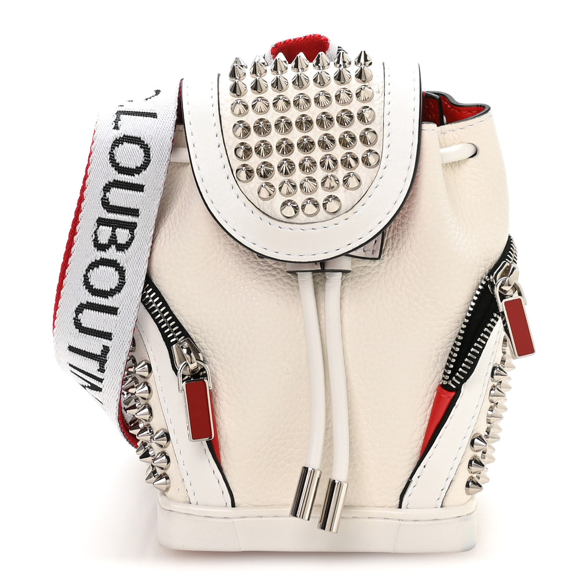 Christian Louboutin Calfskin Spiked Small Explorafunk Backpack White 1 of 9