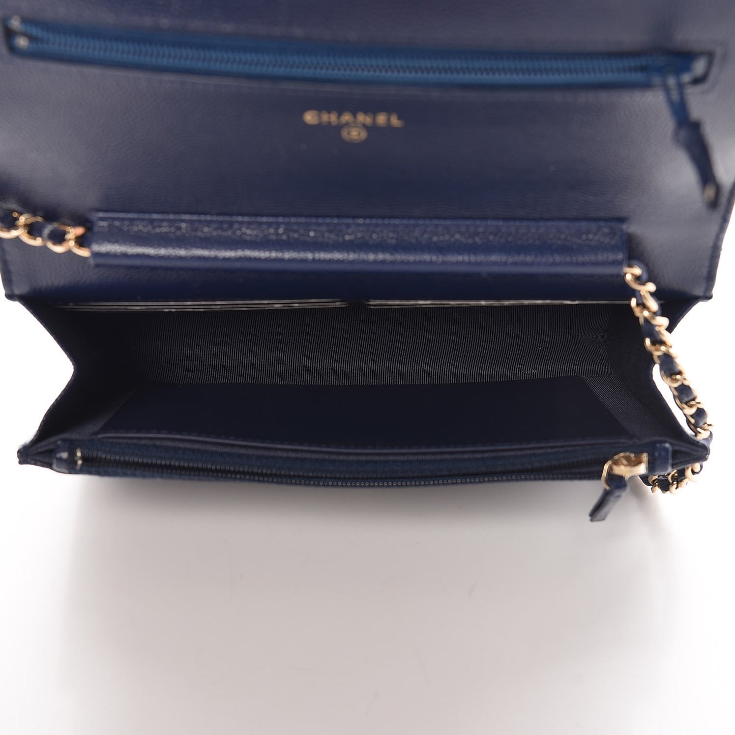 Caviar Quilted Wallet On Chain WOC Navy Blue