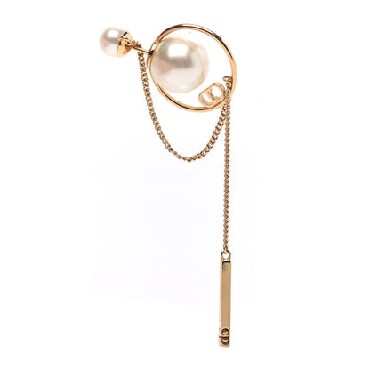 Christian Dior Pearl Tribales Dangle Chain Earrings Gold 3 of 4