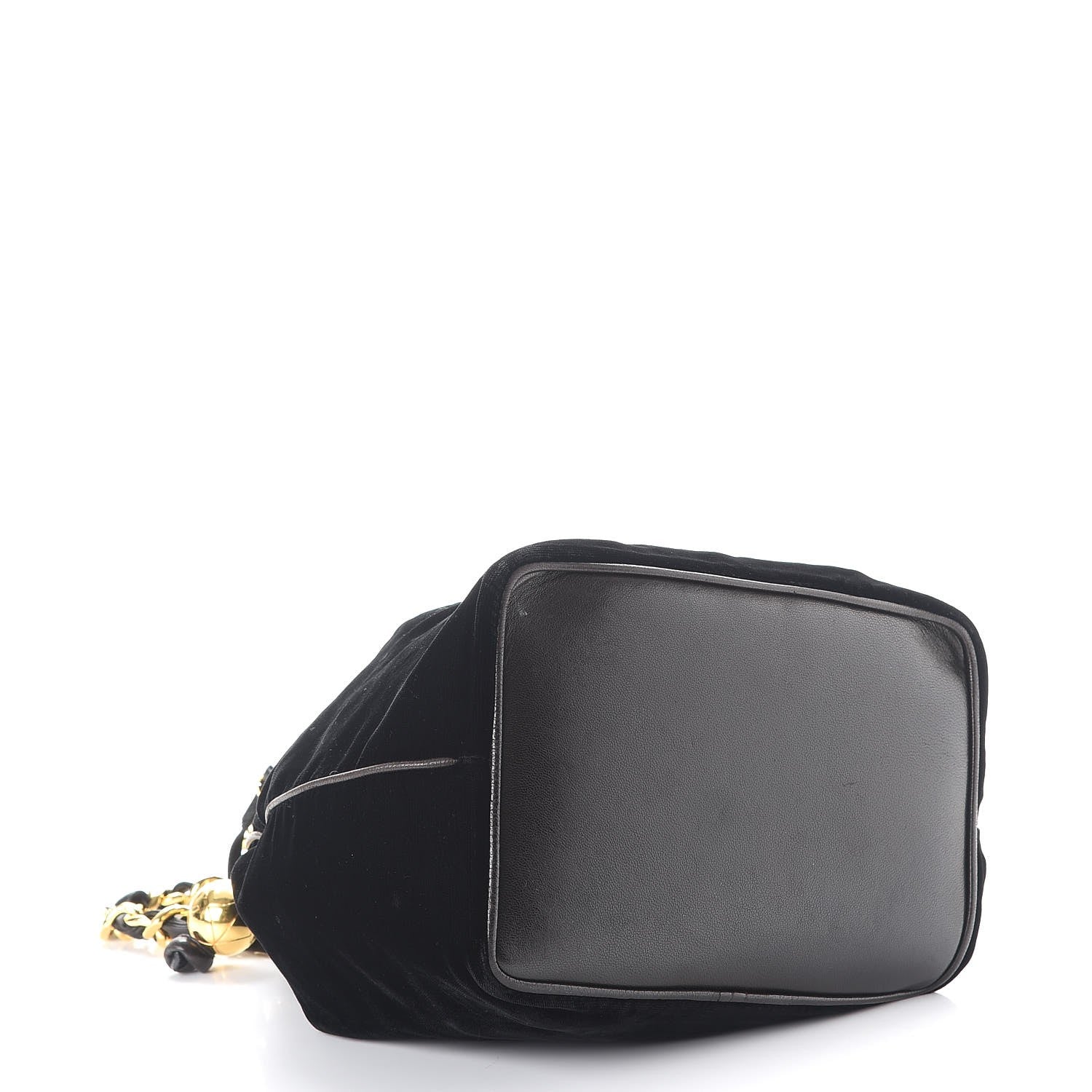Chanel Velvet CC Drawstring Bucket Bag Black 5 of 12