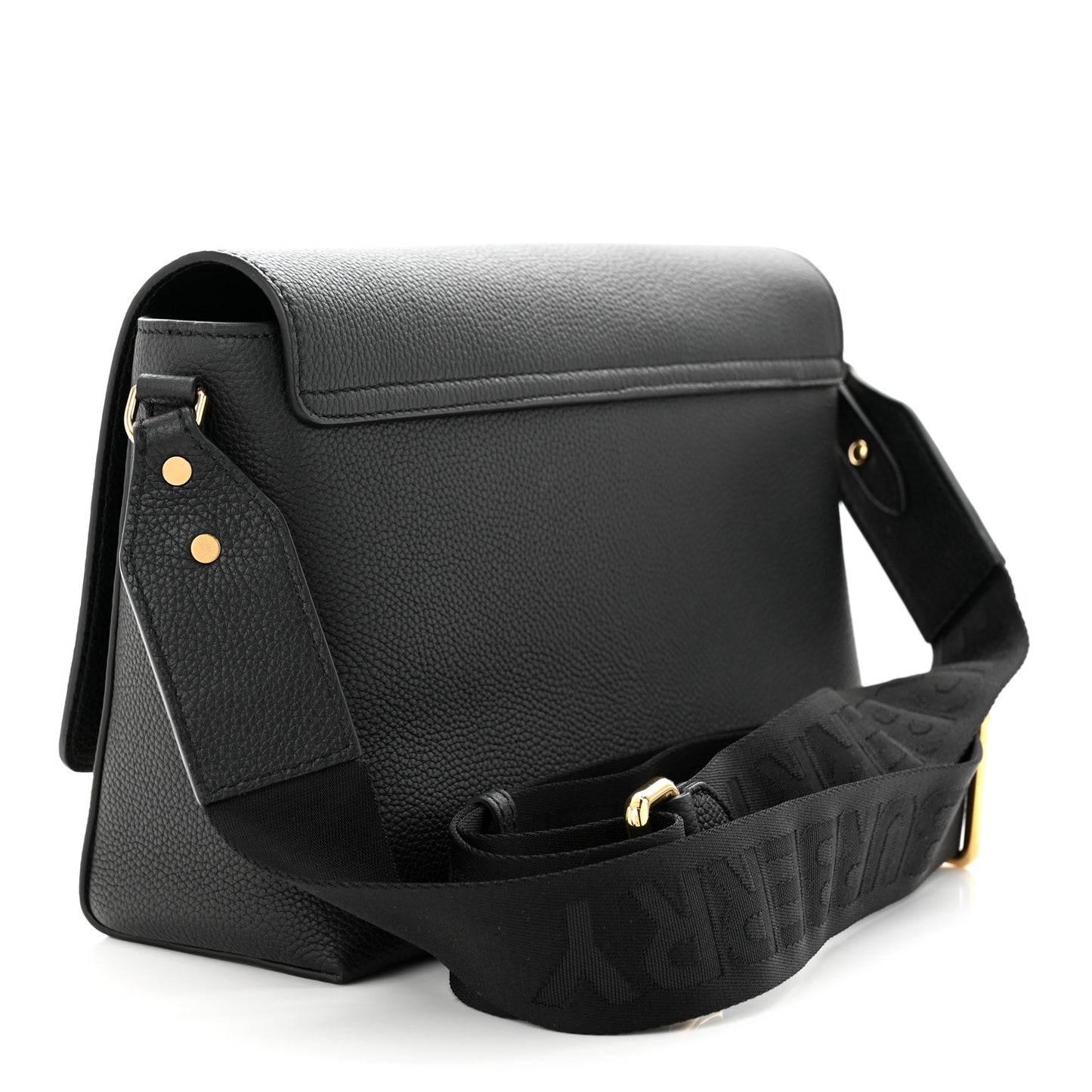 Coated Canvas Calfskin Vintage Check Medium Note Crossbody Bag Black