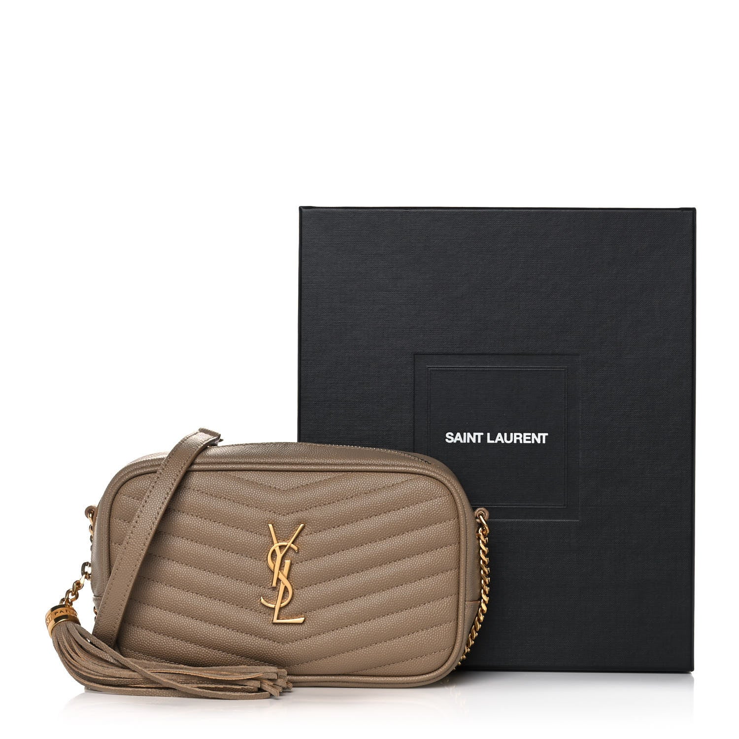 Saint Laurent Grain De Poudre Matelasse Monogram Mini Lou Camera Bag Gold Sand 12 of 12