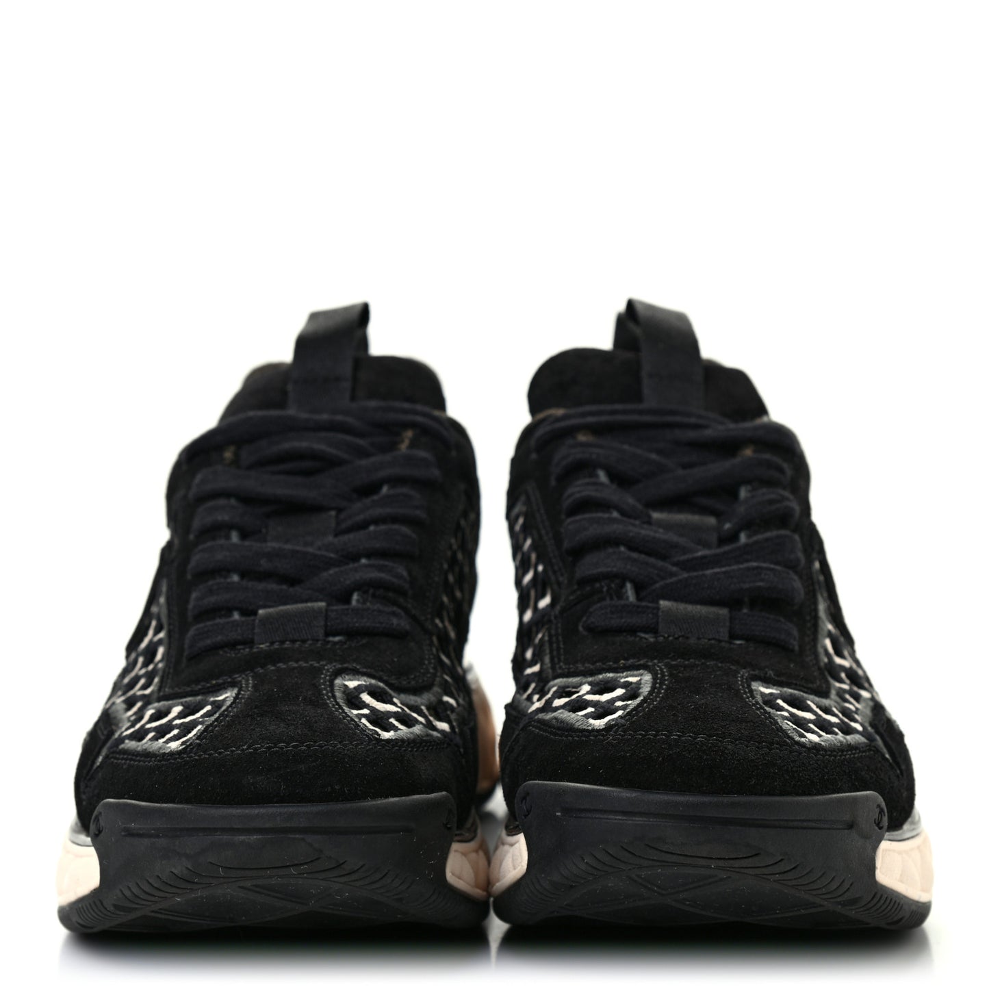 Suede Calfskin Embroidered CC Sneakers 38.5 Black