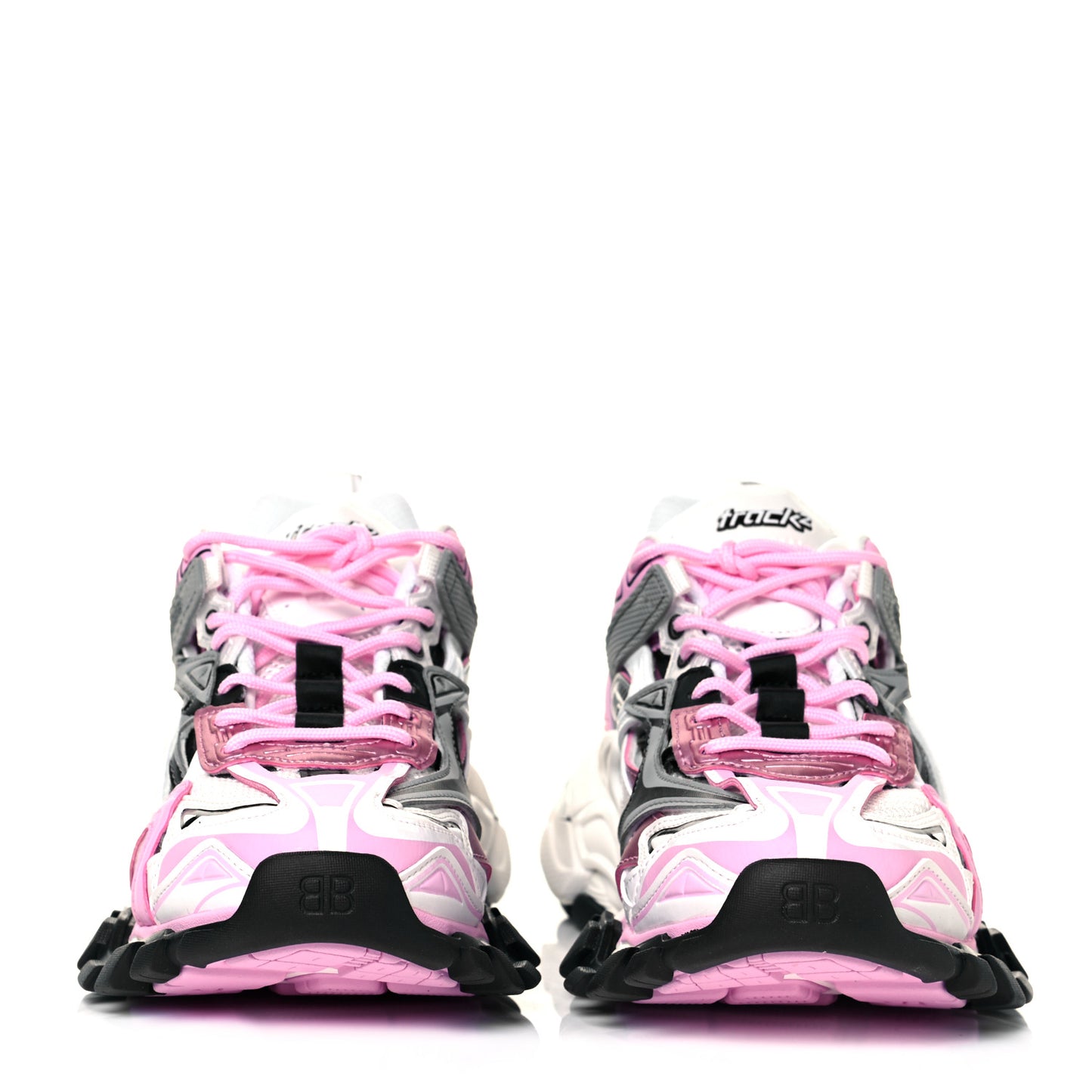Rubber Mesh Tri-Color Womens Track.2 Open Sneakers 39 Pink Grey White