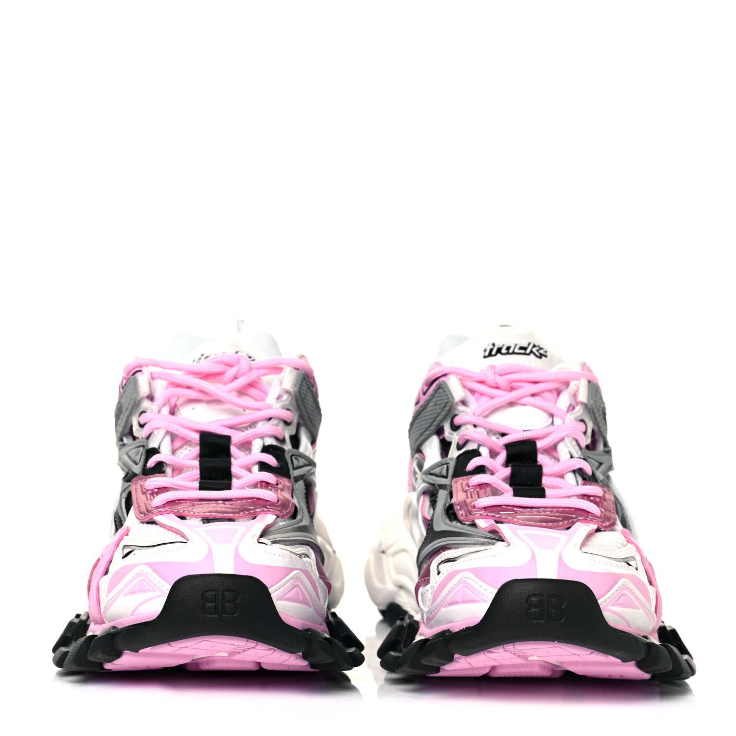 Balenciaga Rubber Mesh Tri-Color Womens Track.2 Open Sneakers 39 Pink Grey White 2 of 7