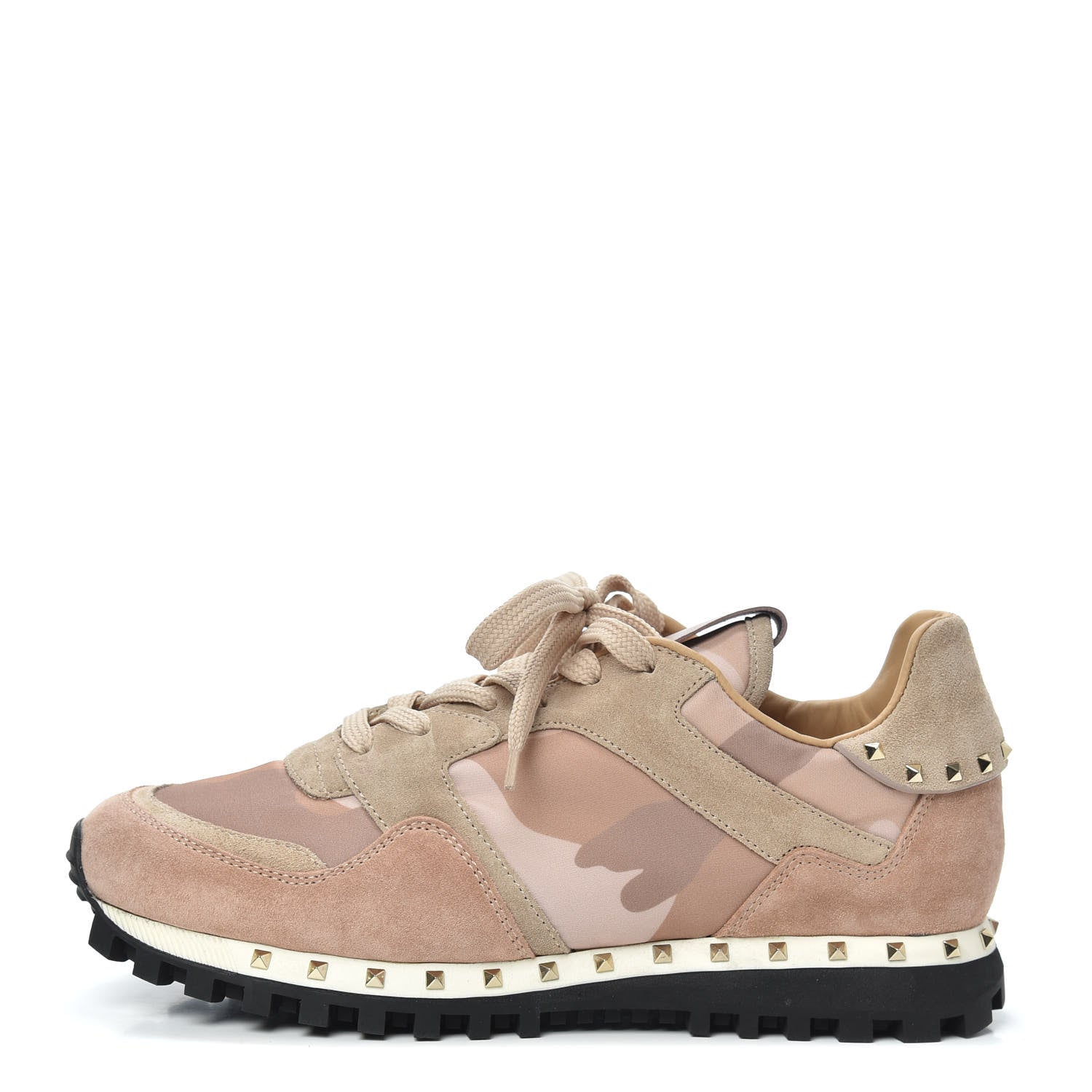 Valentino Garavani Suede Nylon Camouflage Womens Soul Rockstud Sneakers 38 Multicolor 1 of 7