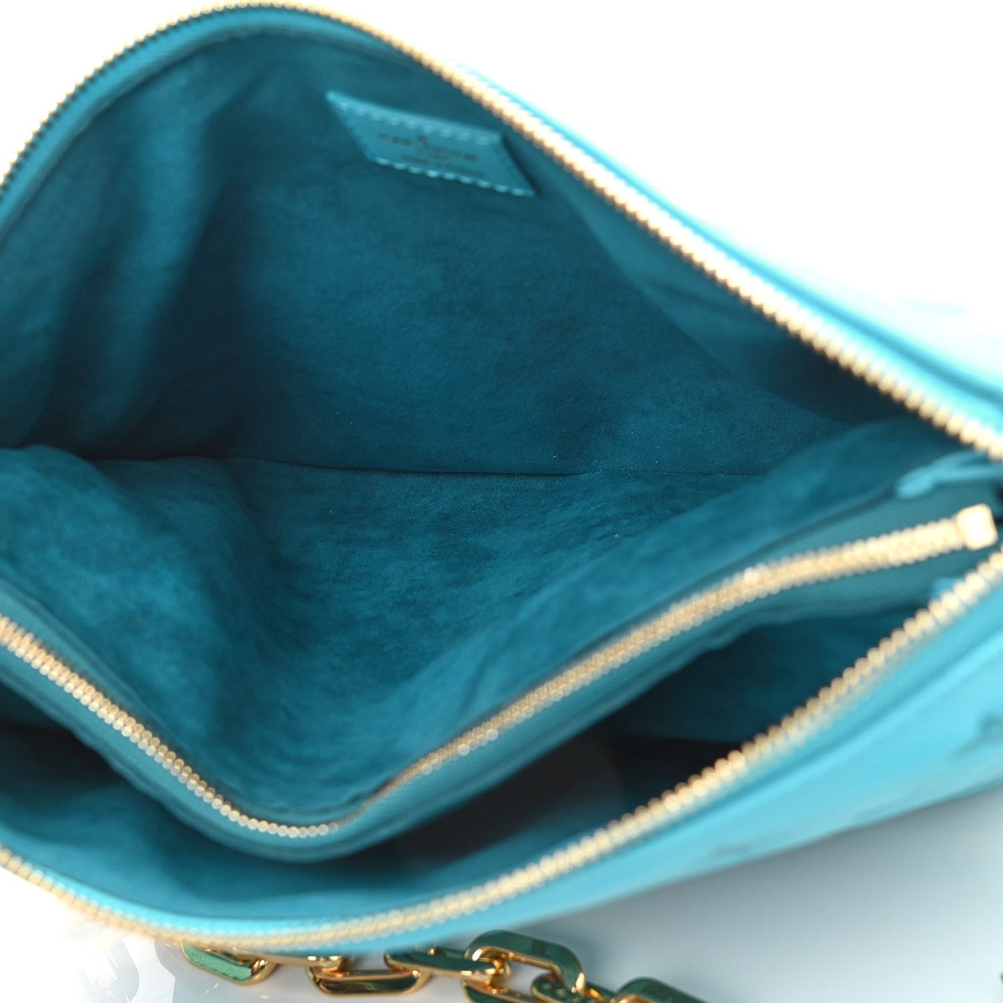 Lambskin Embossed Monogram Coussin PM Turquoise