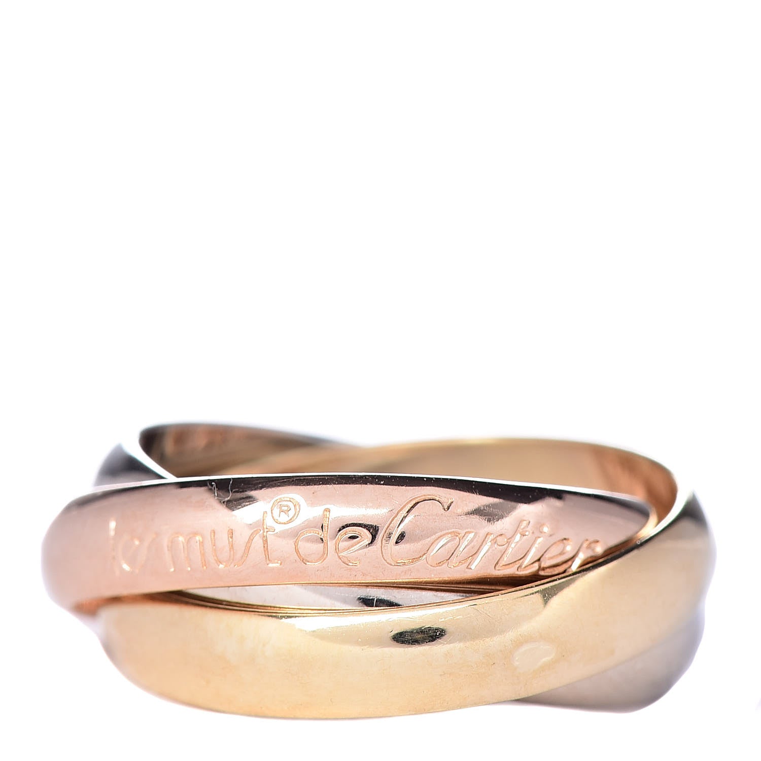 Cartier 18K Pink Yellow White Gold Classic Les Must De Trinity Ring 51 5.75 1 of 6
