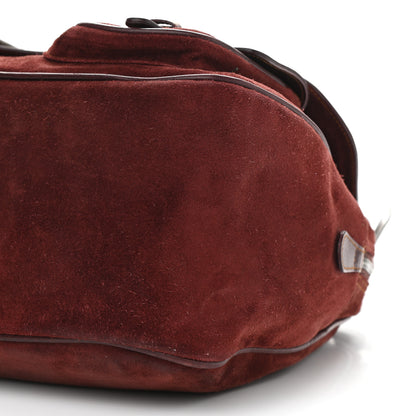 Christian Dior Suede Gaucho Double Saddle Bag Burgundy 10 of 14