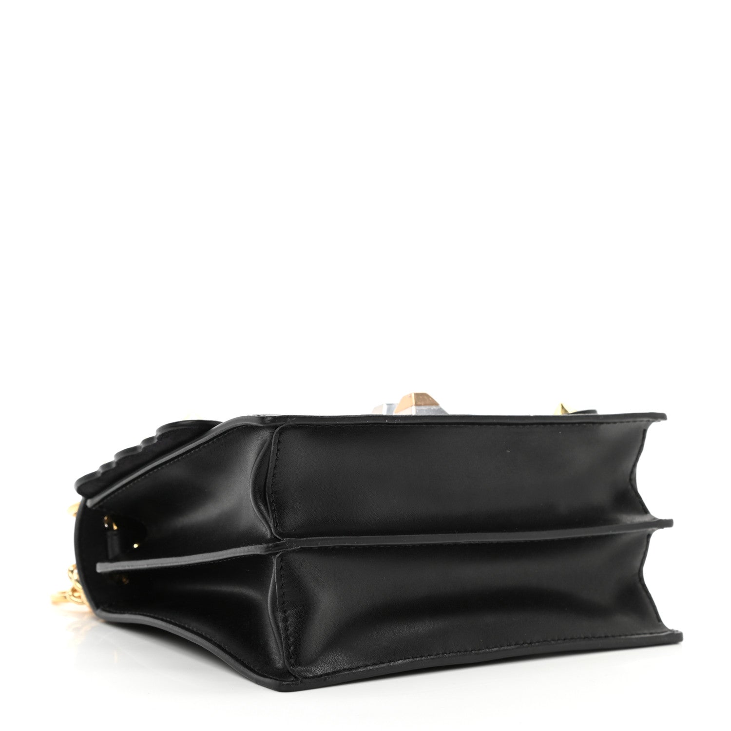 Fendi Vitello Liberty Metal Scalloped Multi Studded Small Kan I Shoulder Bag Black 4 of 10