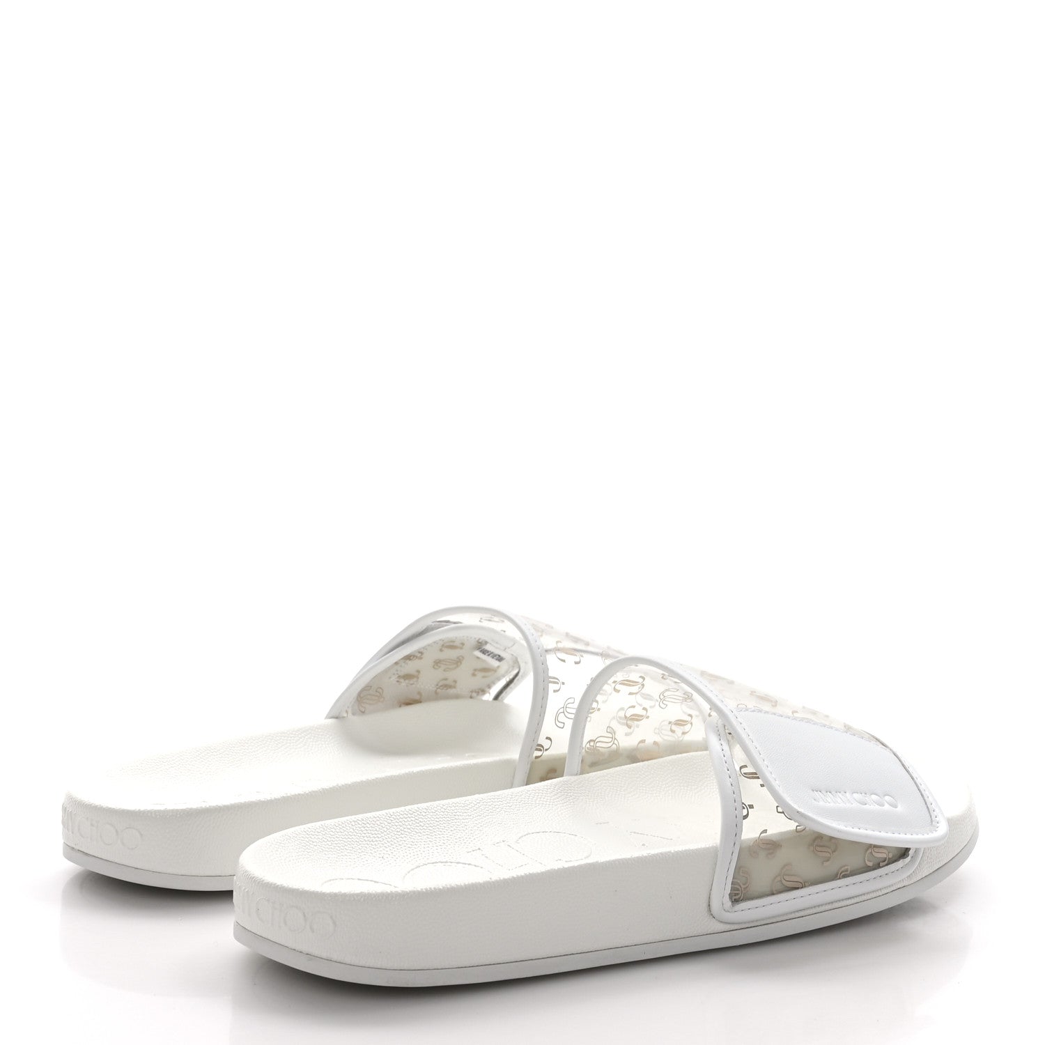 Jimmy Choo Plexi Lambskin Logo Print Fitz Slide Sandals 40 White 4 of 8