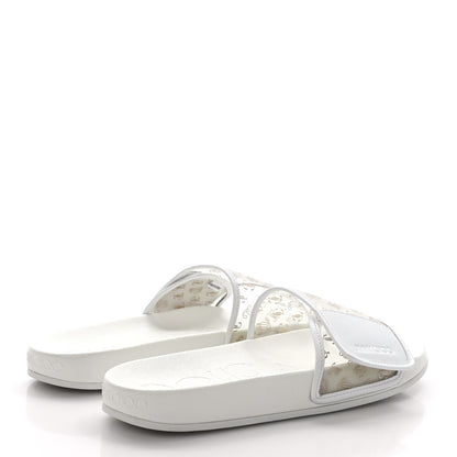 Jimmy Choo Plexi Lambskin Logo Print Fitz Slide Sandals 40 White 4 of 8