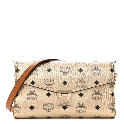 MCM Metallic Visetos Medium Millie Crossbody Bag Berlin Gold 1 of 10
