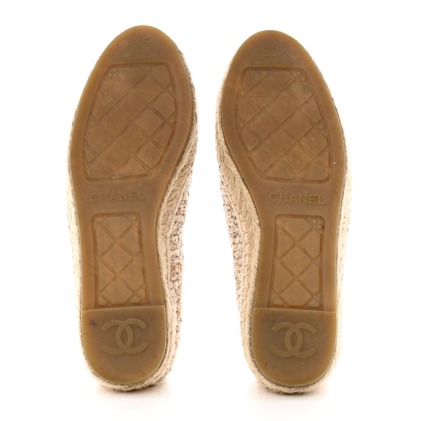 Tweed Lambskin CC Espadrilles 35 Beige