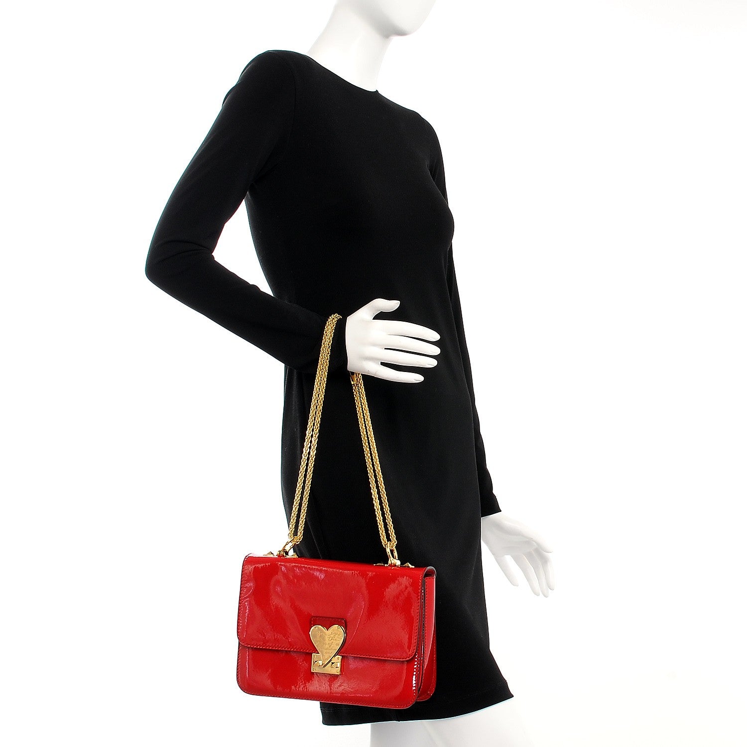 Valentino Garavani Patent L'Amour Rockstud Shoulder Bag Rosso Valentino 2 of 9