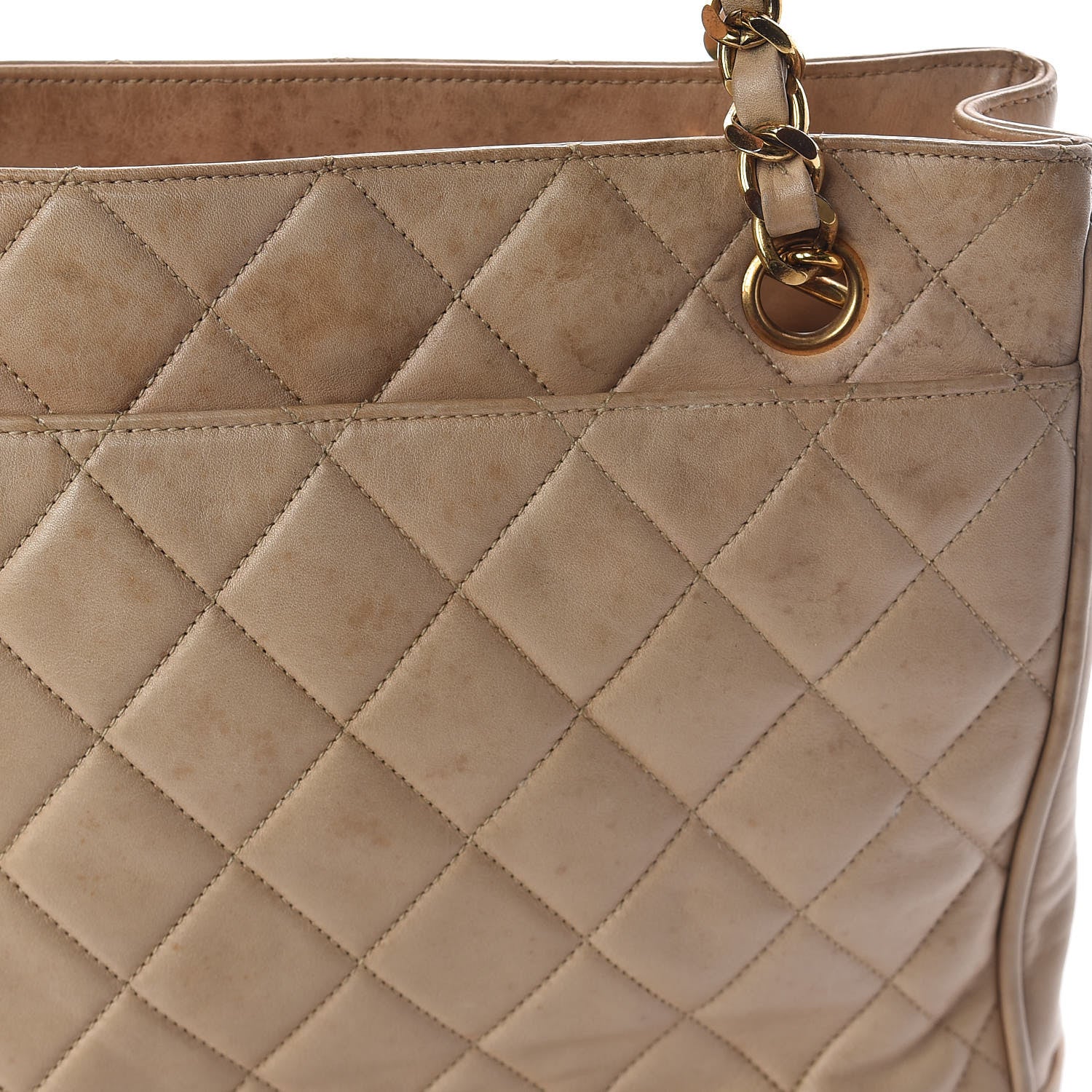 Chanel Lambskin Quilted Shopping Tote Beige 13 of 17