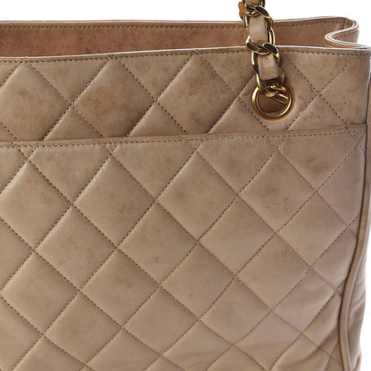 Chanel Lambskin Quilted Shopping Tote Beige 13 of 17