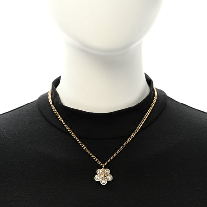 Chanel Crystal CC Flower Pendant Necklace Gold 2 of 6