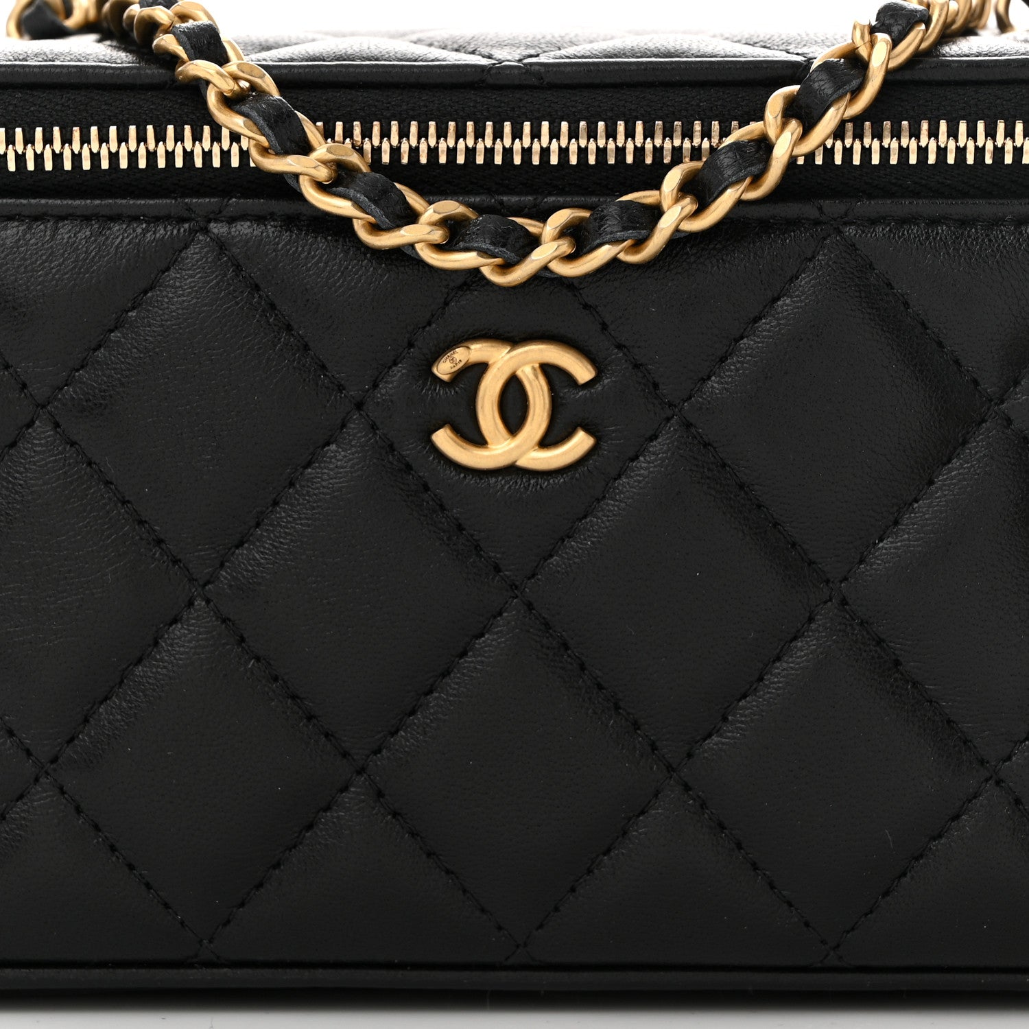 Chanel Lambskin Quilted Pearl Crush Small Vanity Case With Chain Black 8 of 11