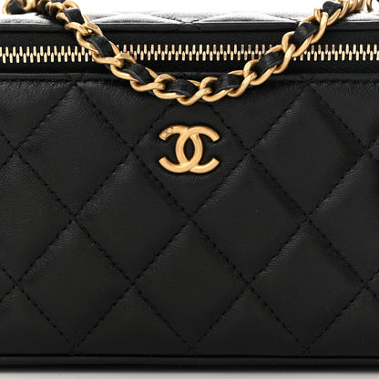 Chanel Lambskin Quilted Pearl Crush Small Vanity Case With Chain Black 8 of 11