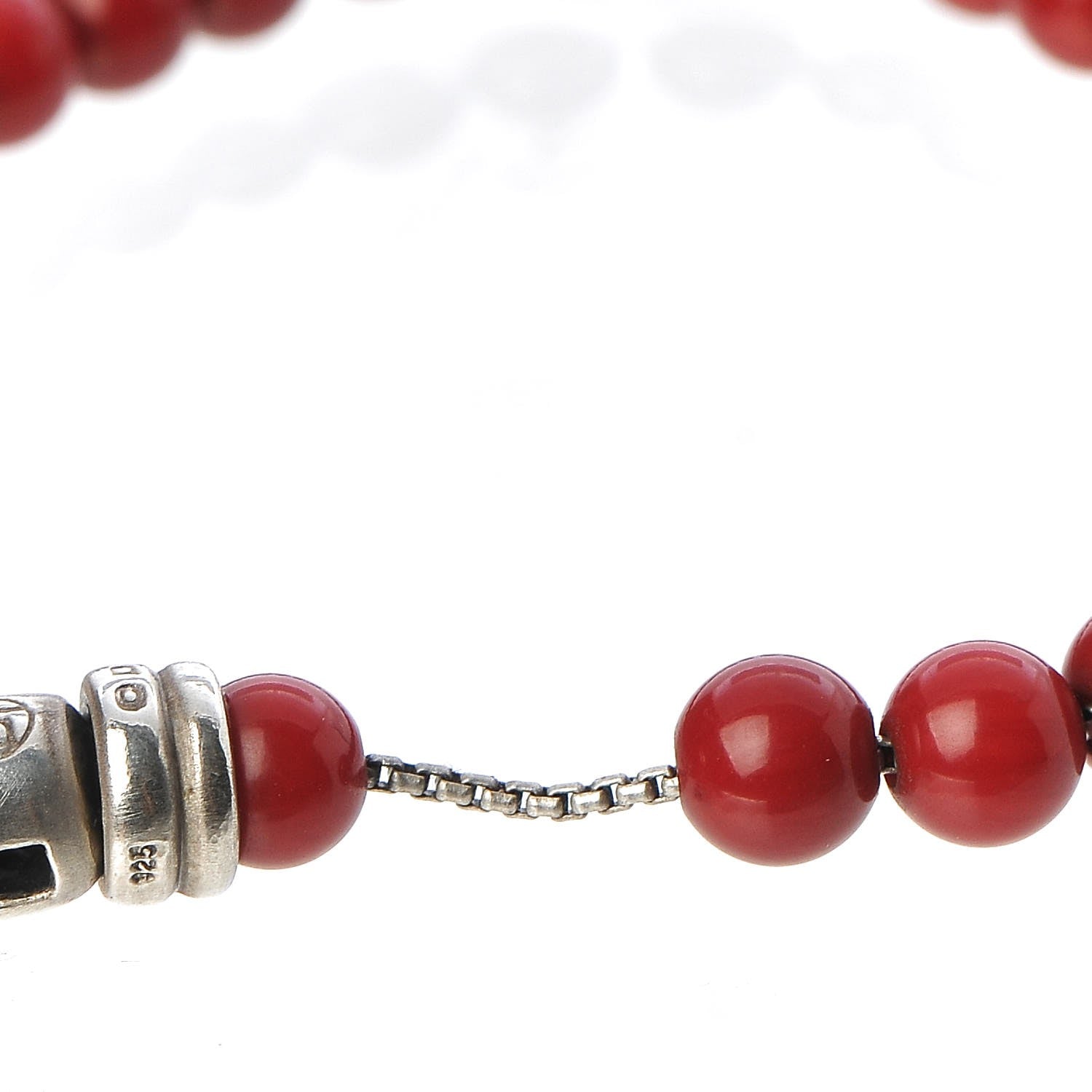 David Yurman Sterling Silver Carnelian 6mm Spiritual Beads Bracelet 4 of 5