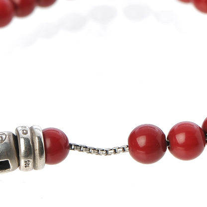 David Yurman Sterling Silver Carnelian 6mm Spiritual Beads Bracelet 4 of 5