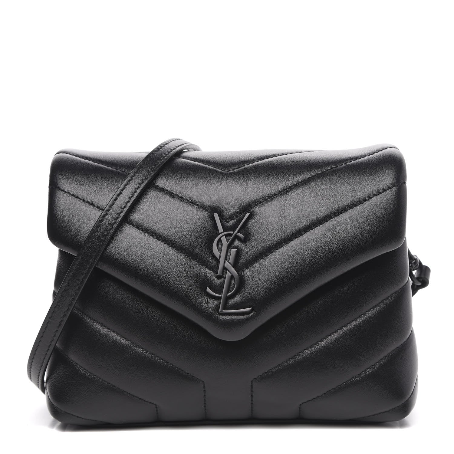 Saint Laurent Calfskin Y Quilted Monogram Toy Loulou Crossbody Bag Black 1 of 11