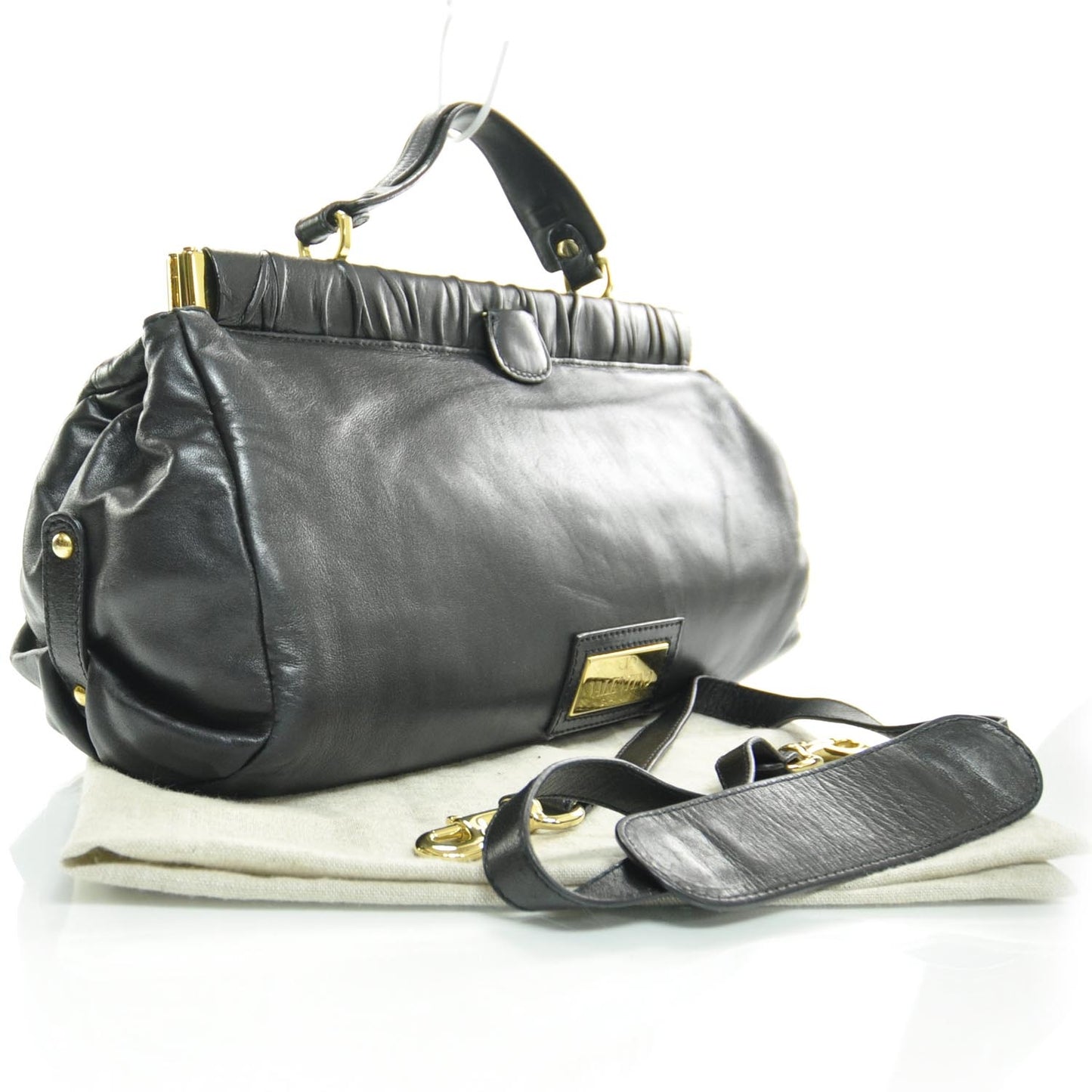 Nappa Leather Jardin Rose Framed Duffel Black