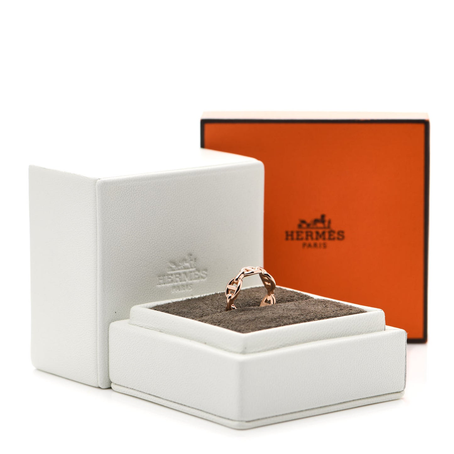18K Rose Gold PM Chaine D'Ancre Enchainee Ring 50 5.25