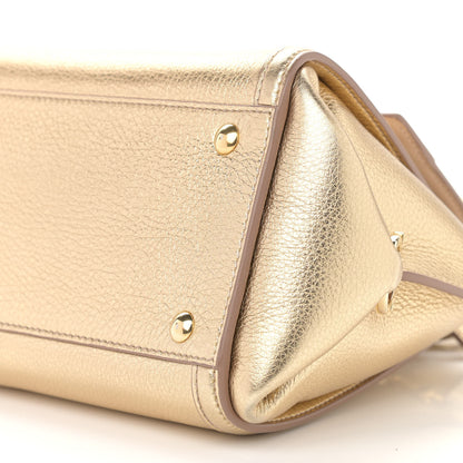 Salvatore Ferragamo Metallic Grained Calfskin Sofia Satchel Gold 6 of 11