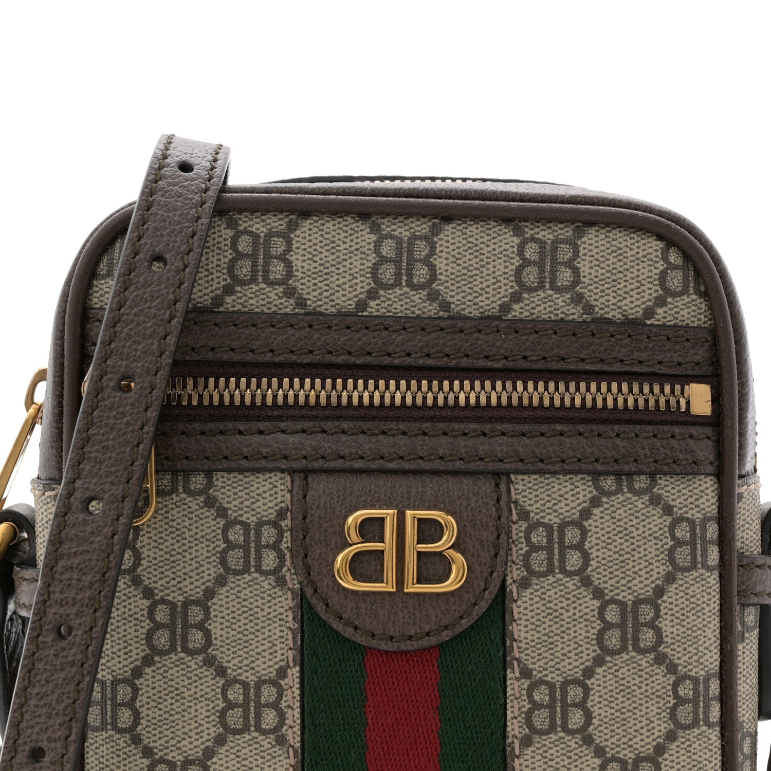 Gucci X BALENCIAGA BB Supreme Monogram Web Mini Ophidia Messenger Beige New Acero 8 of 11