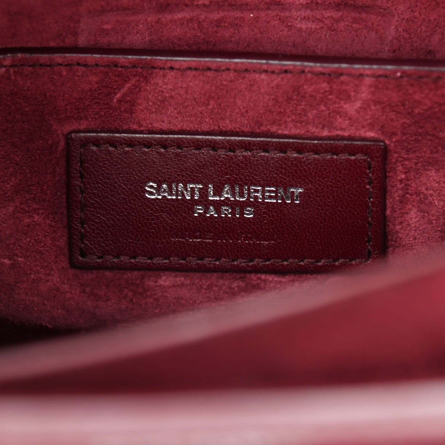 Saint Laurent Calfskin Crocodile Embossed Medium Monogram Sunset Rouge Legion 6 of 10