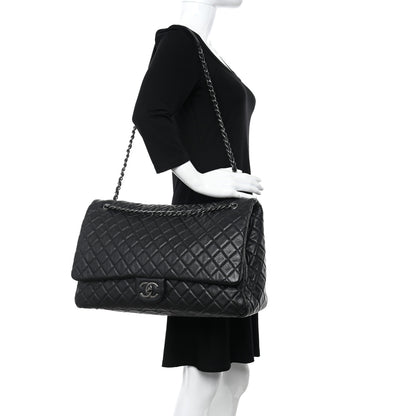 Chanel Calfskin Quilted XXL Travel Flap Bag Black 2 of 10