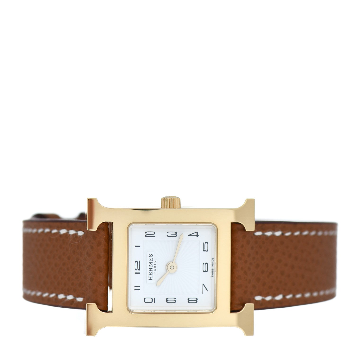 Hermes Stainless Steel Epsom 21mm Heure H Hour Quartz Watch Gold 2 of 5