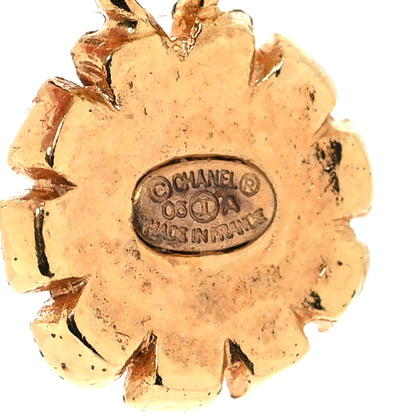 Chanel Metal Crystal CC Flower Drop Earrings Gold 4 of 5