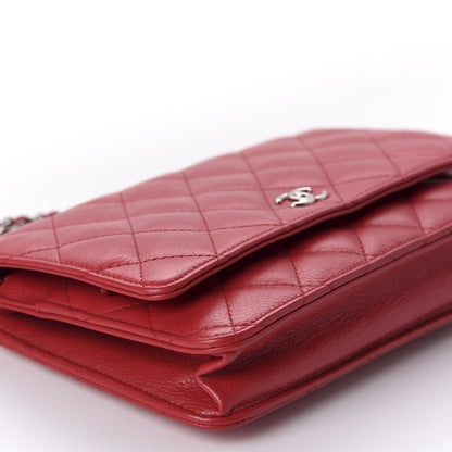 Chanel Caviar Quilted Wallet on Chain WOC Red 6 of 11