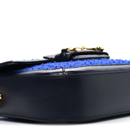 Gucci Casy Wool Azalea Calfskin Mini Horsebit 1955 Shoulder Bag Blue China 9 of 10
