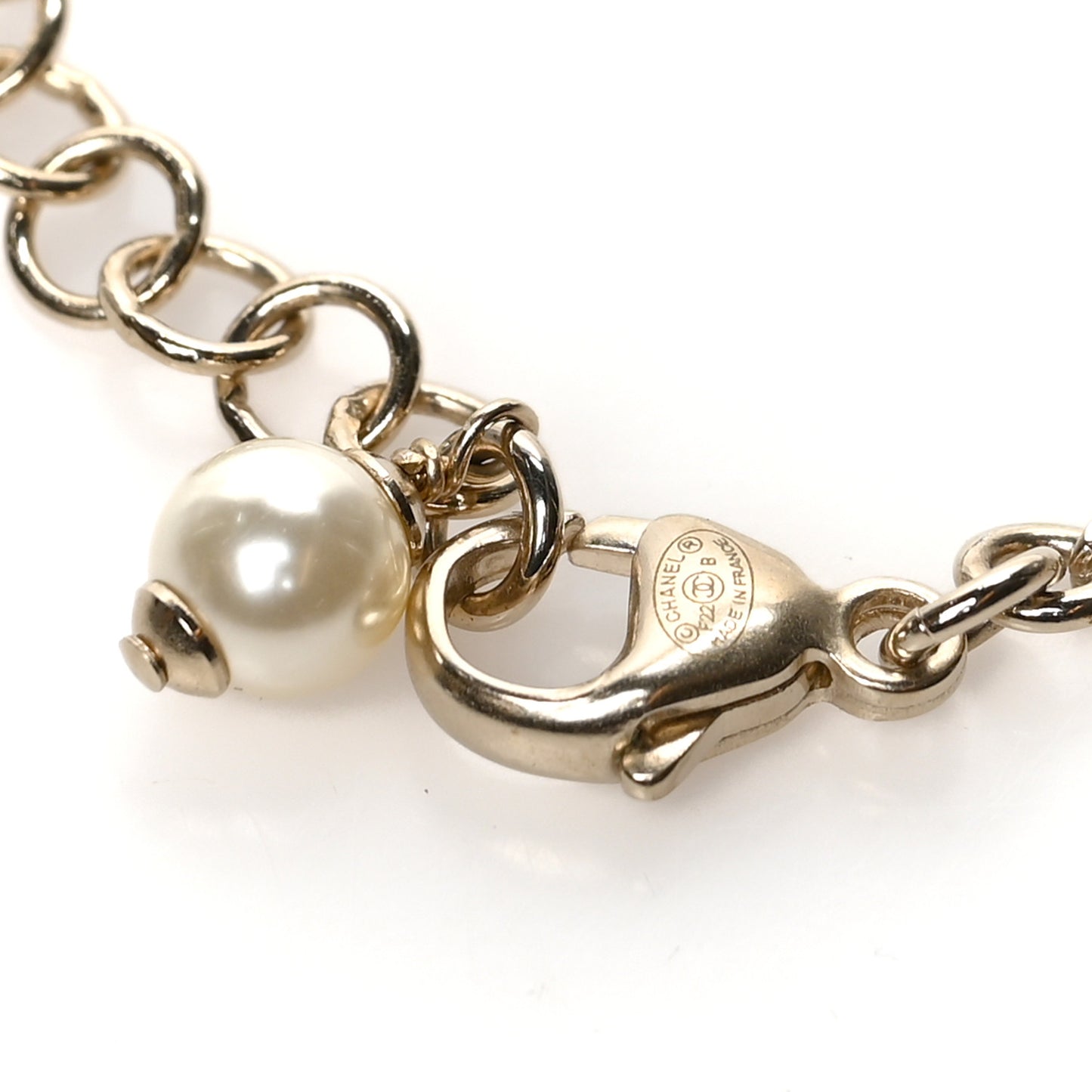 Crystal Pearl Chain Heart Bracelet Gold