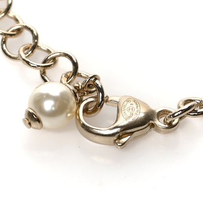 Chanel Crystal Pearl Chain Heart Bracelet Gold 4 of 5