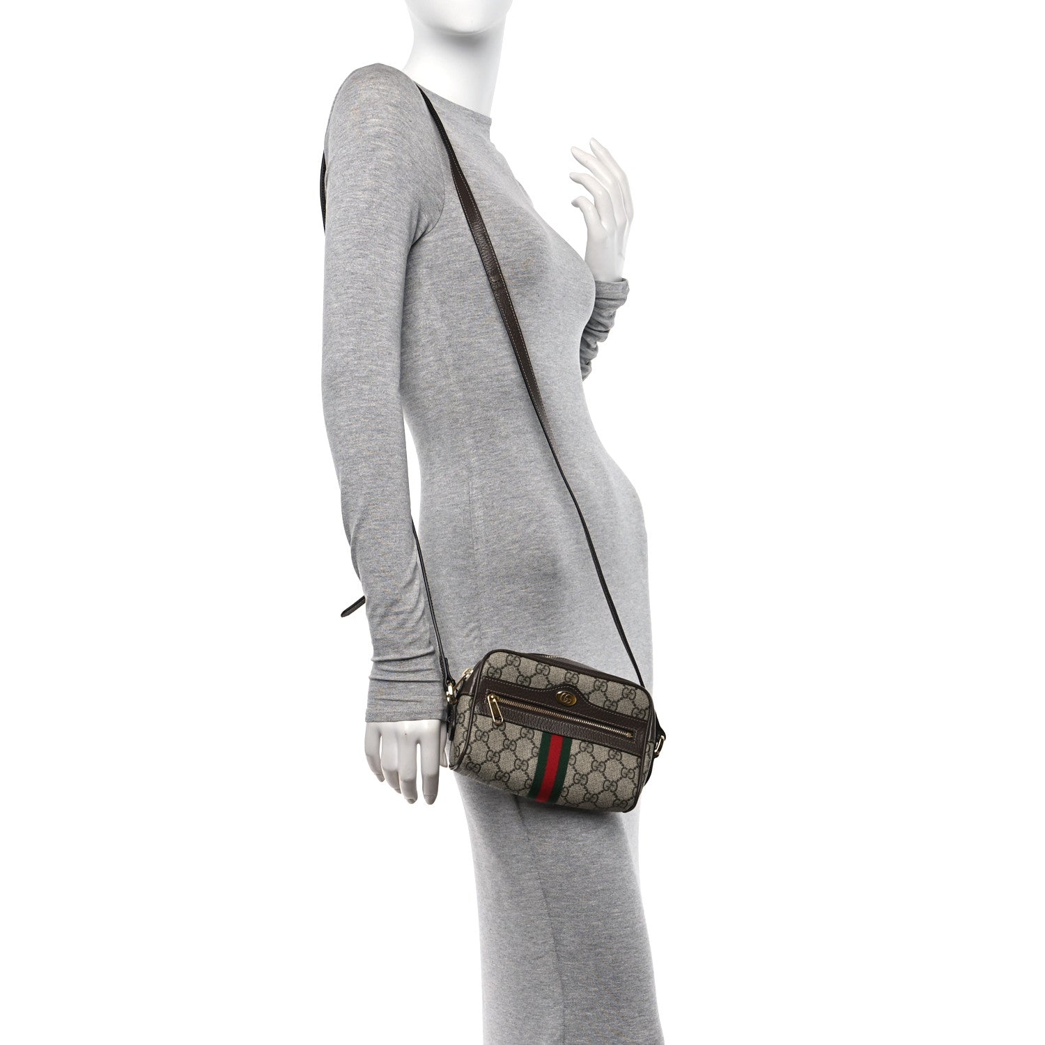 Gucci GG Supreme Monogram Web Mini Ophidia Shoulder Bag Brown 2 of 18